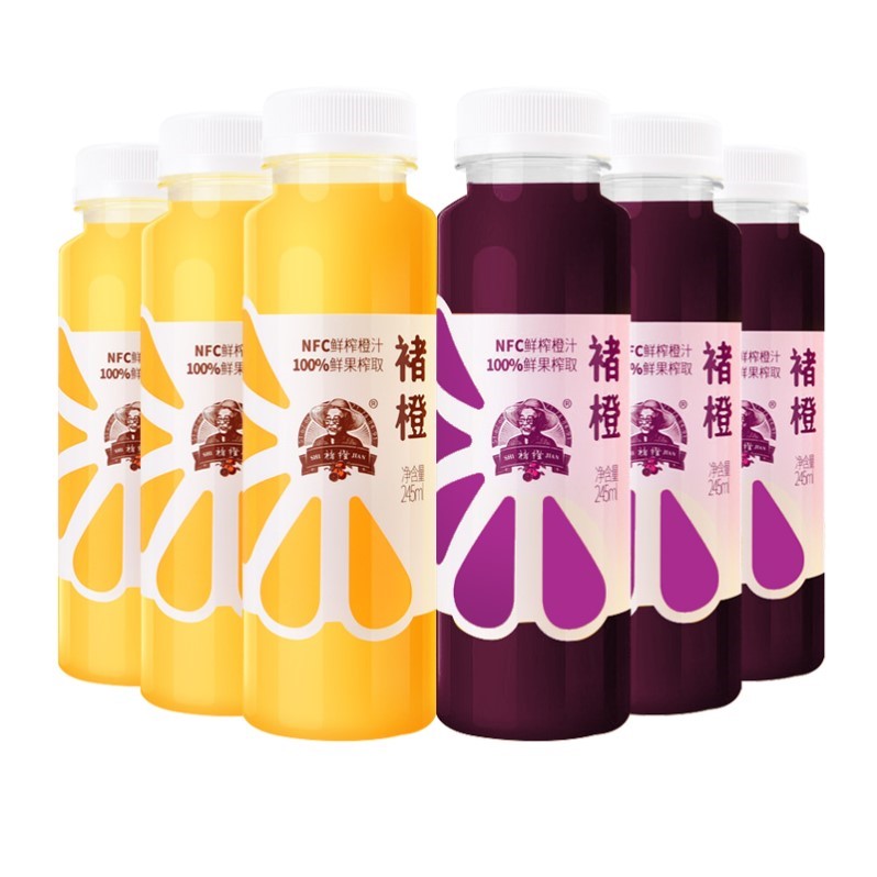 【褚橙】NFC鲜榨橙汁/葡萄汁245ml*6瓶