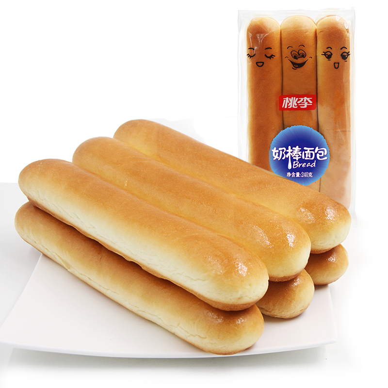 【桃李】奶棒面包240g*4袋 营养早餐休闲食品手撕口袋短保新鲜零食小吃糕点