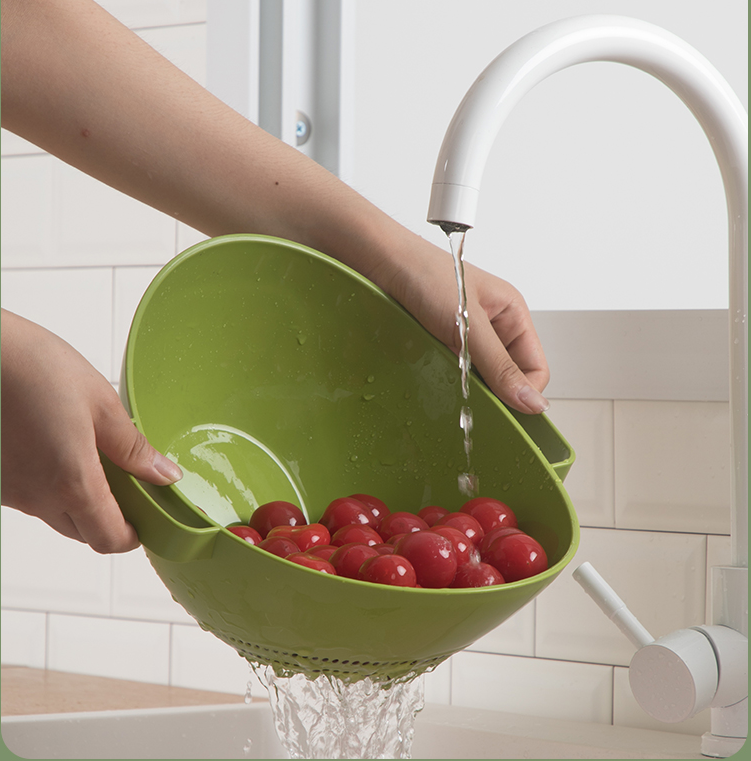 【茶花】筛子塑料水果蔬菜清洗多用筛篮子带手柄沥干沥水篮水果篮果盆