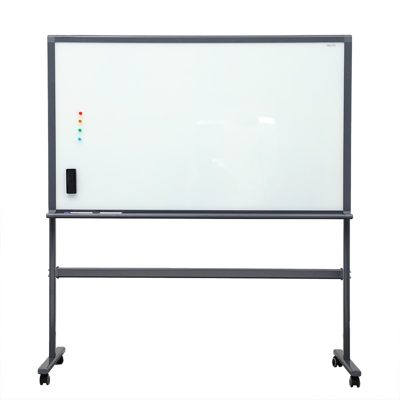 得力8737钢化玻璃900*1500mm支架式白板会议教学