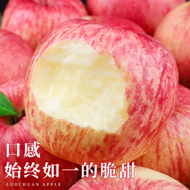 正宗洛川苹果80-85# 净重4.5-4.8斤彩箱装